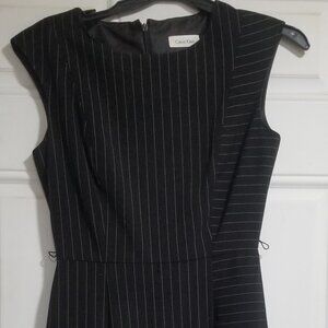 Black dress with white pinstripe